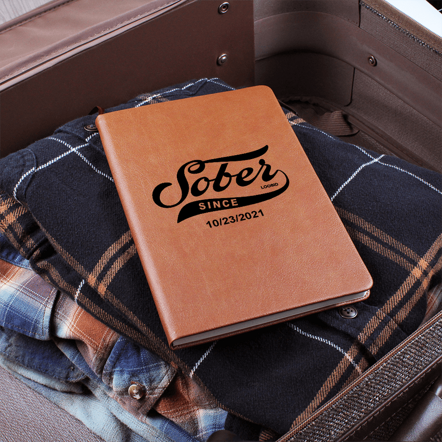Sober Since Vegan leather Journal w/ Personalized Sobriety Date