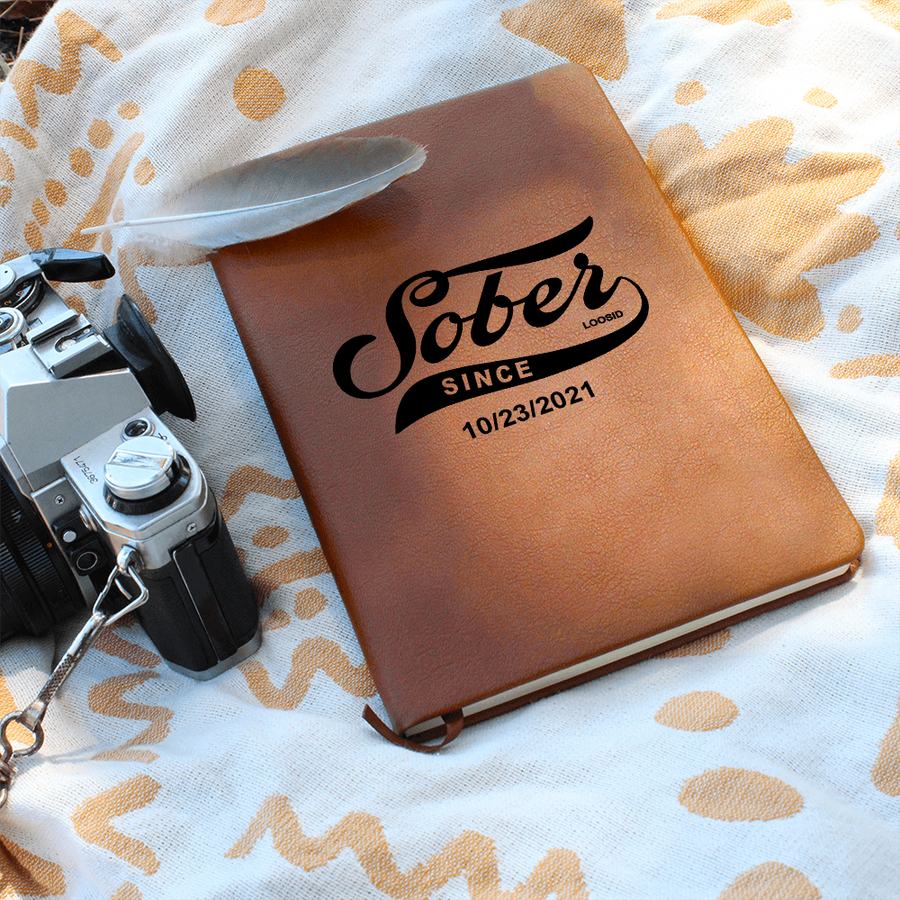 Sober Since Vegan leather Journal w/ Personalized Sobriety Date