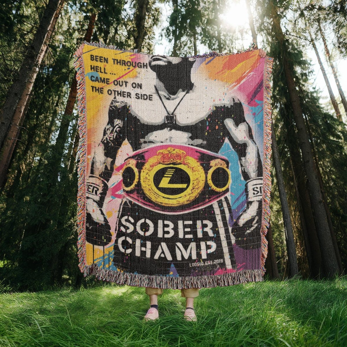 Sober Champ Man Heirloom Woven Blanket