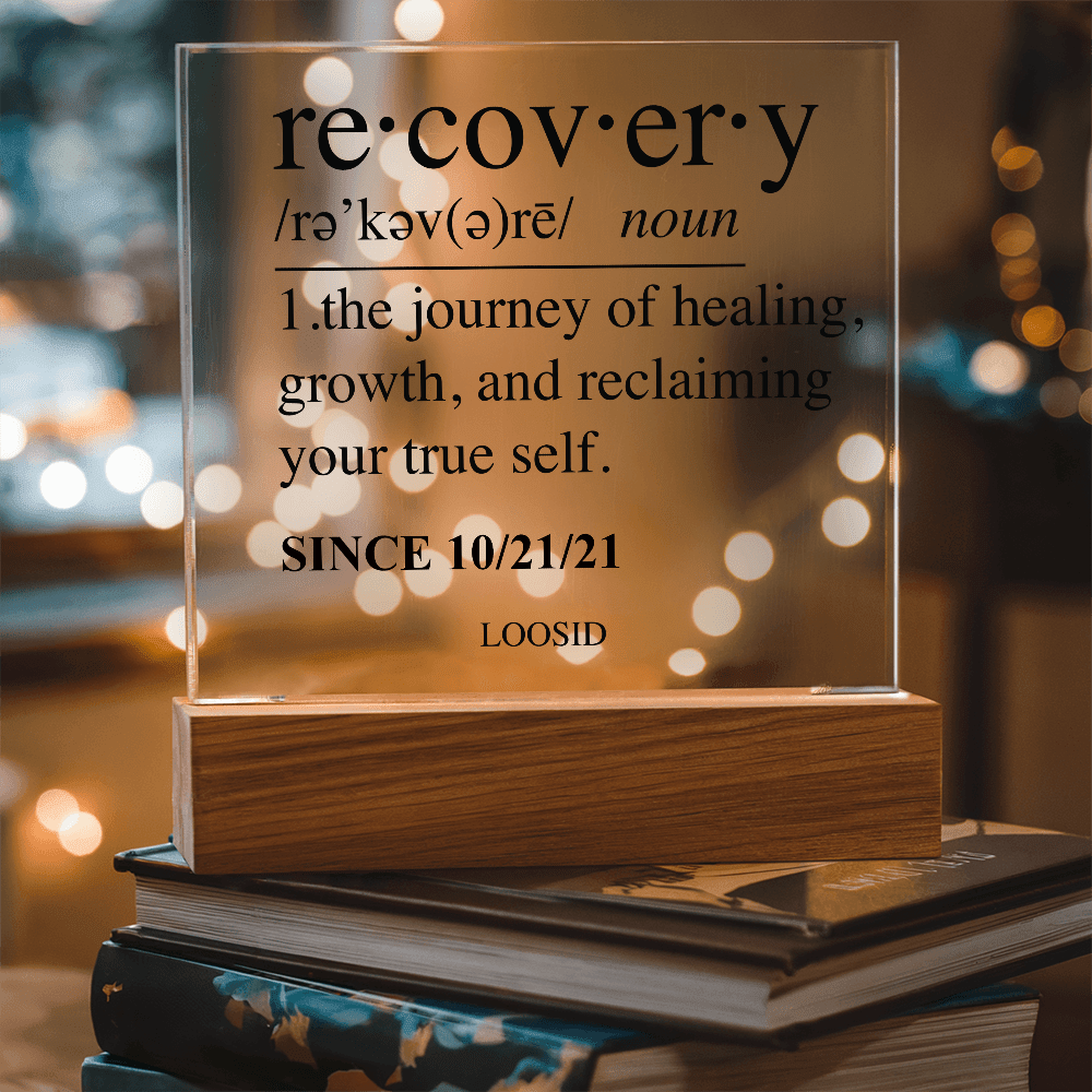 Recovery Acrylic Plaqye w Personalize Sober Date Sobriety Gift fit detail (view 9)