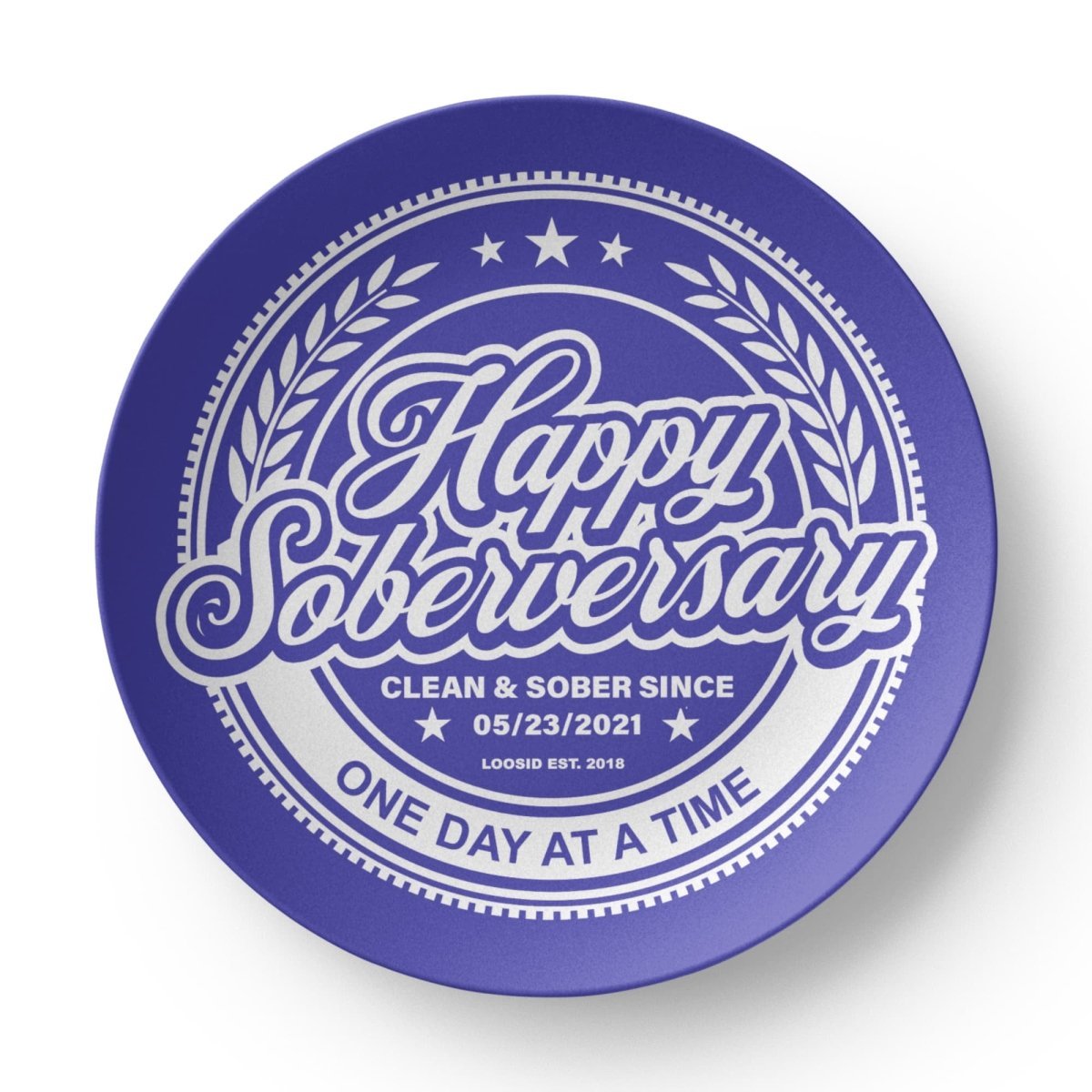 Purple Happy Soberversary Polymer 10” Plate