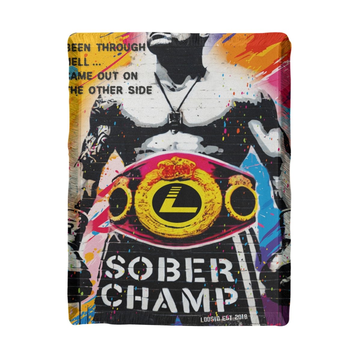 Sober Champ Man Printed Woven Blanket