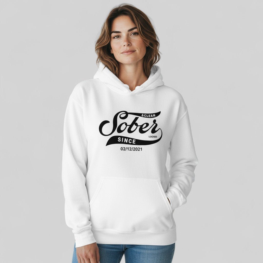Recovery Hoodie | Women's Sober Since Hoodie with Custom Sober Date