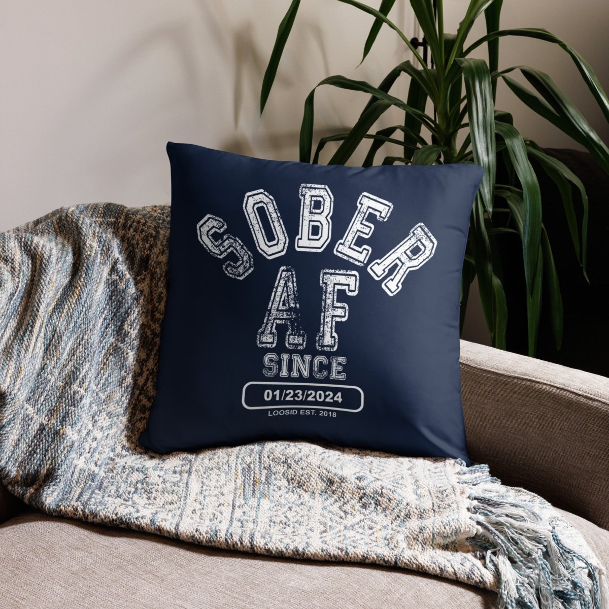 Sober AF Sober Pillow flat lay styled image (view 3)