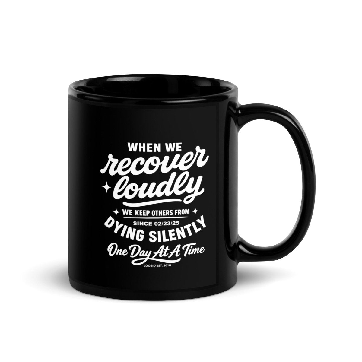 When We Recover Loudly Sober Coffee Mug flat lay styled image (view 3)
