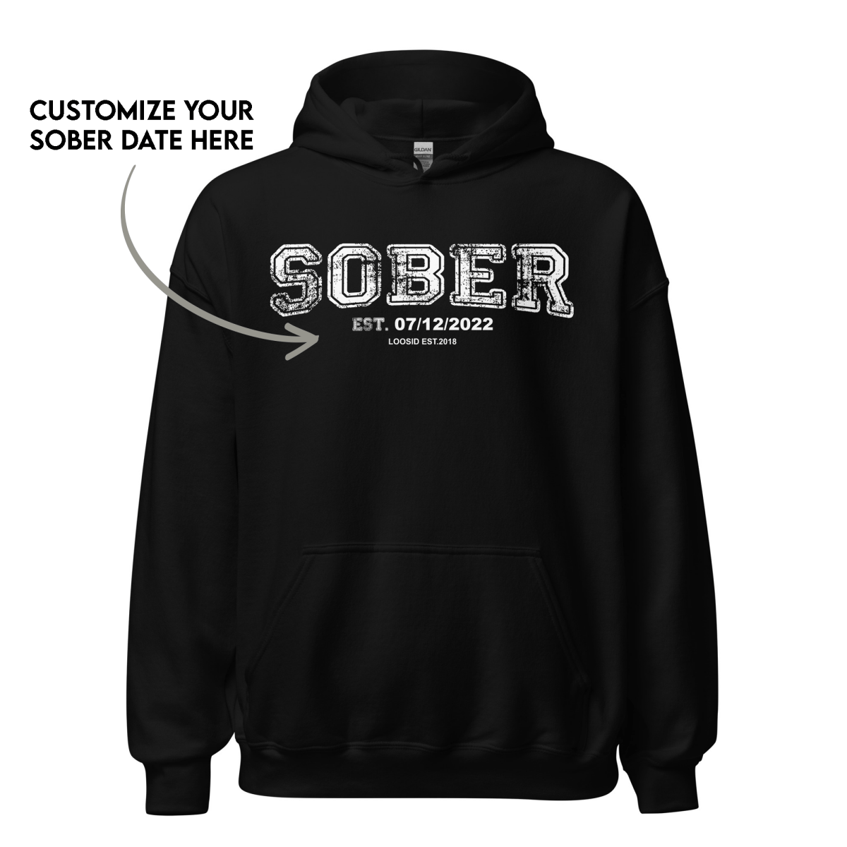 Sober Collegiate Hoodie W/ Personalize Sobriety Date