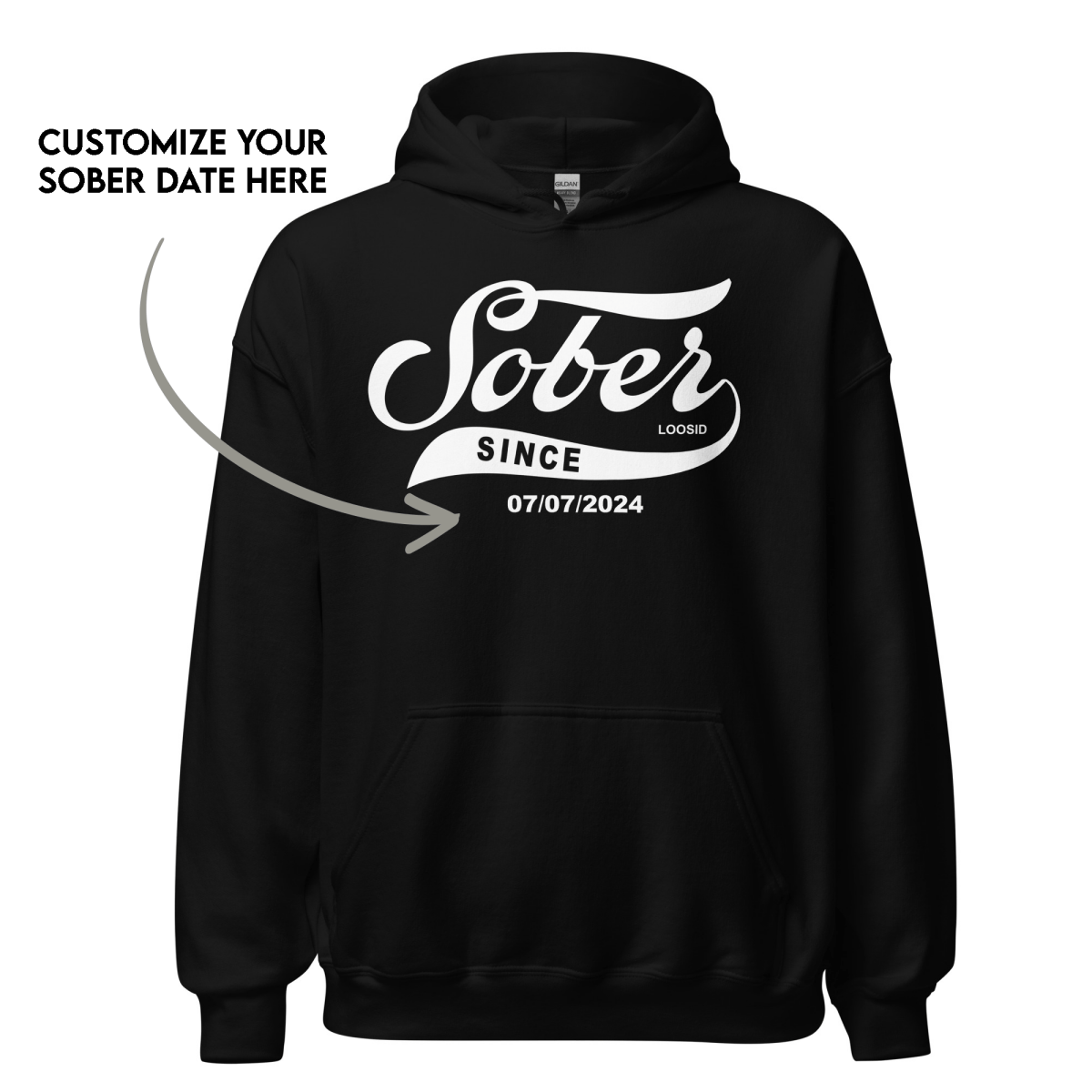 Sober Since Recovery Hoodie flat lay styled image (view 3)