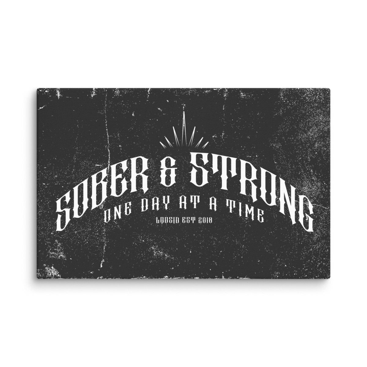 Sober & Strong Canvas Wall Decor for Recovery Sobriety Art flat lay styled image (view 3)