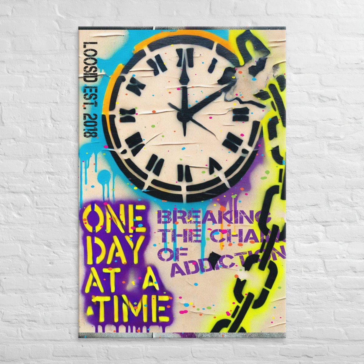 One Day at a Time Canvas Art Sobriety Art close-up view (view 2)