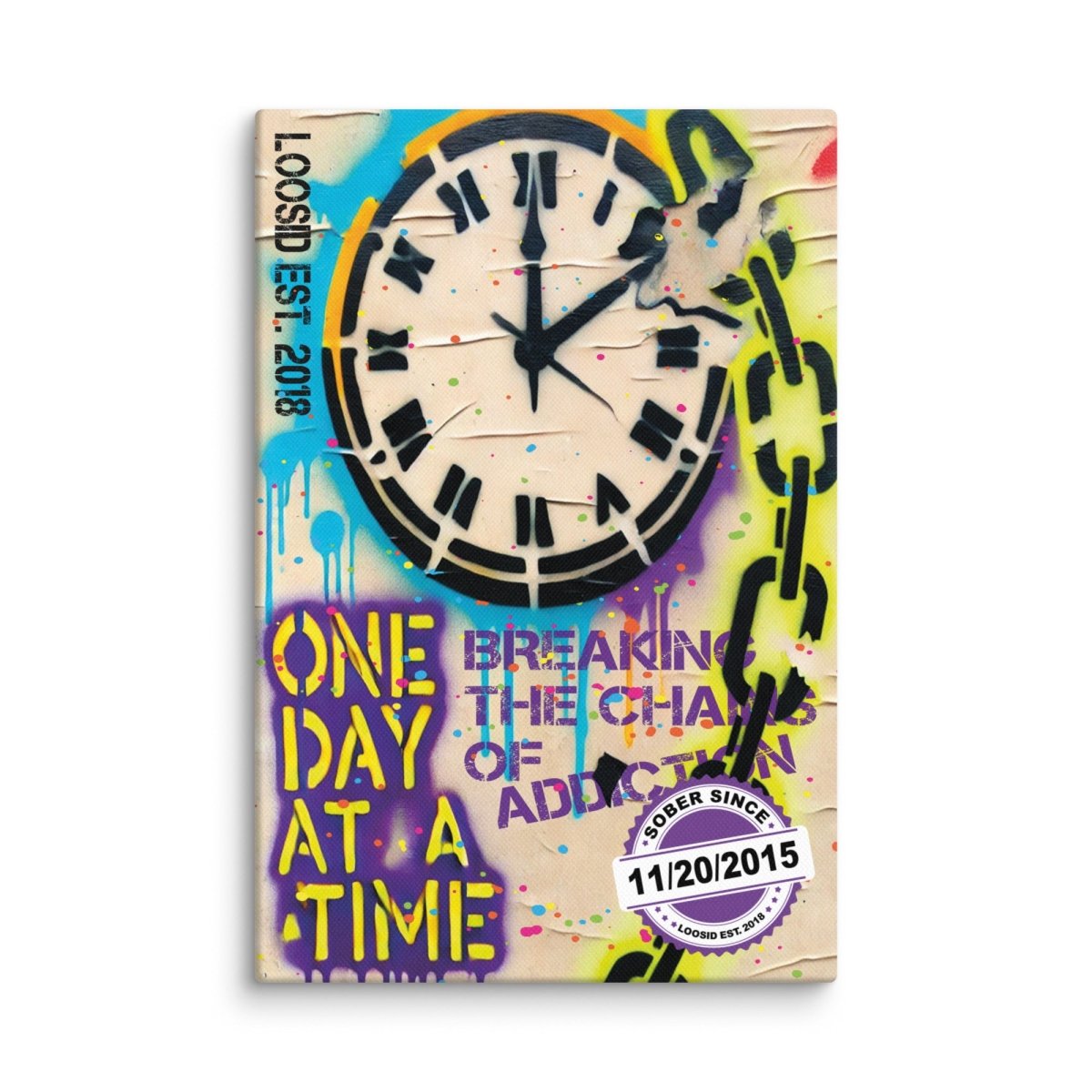 One Day At a Time Sobriety Art flat lay styled image (view 3)