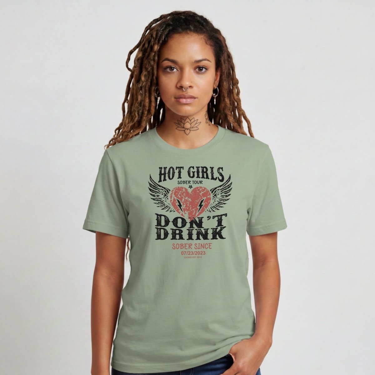 Hot Girls Sober T Shirt with Custom Sobriety Date