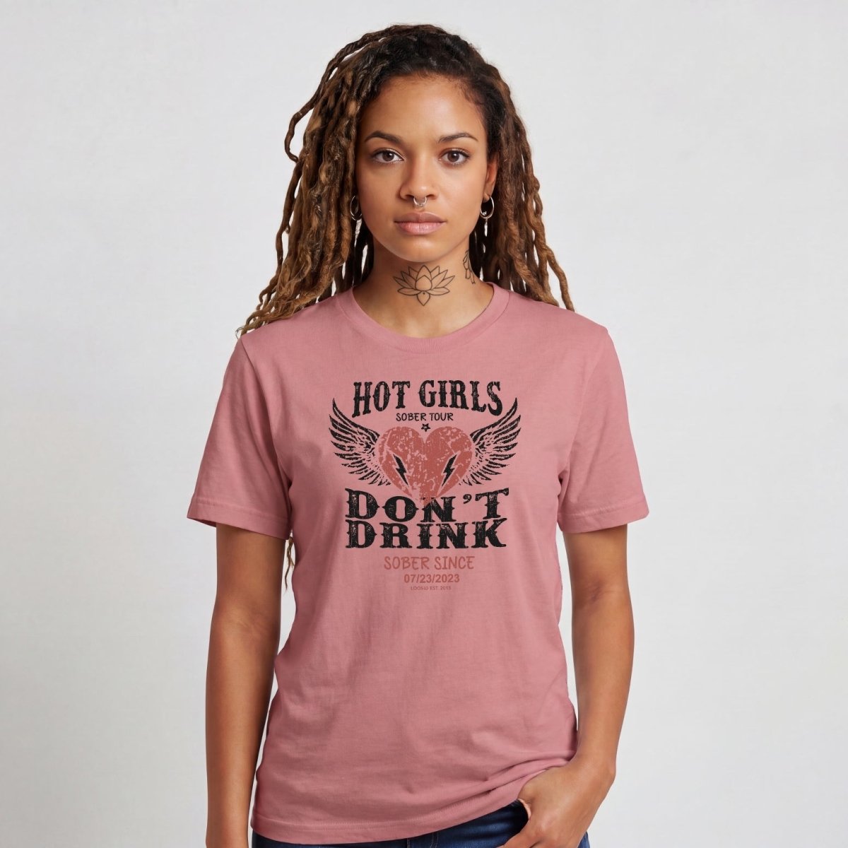 Hot Girls Sober T Shirt with Custom Sobriety Date