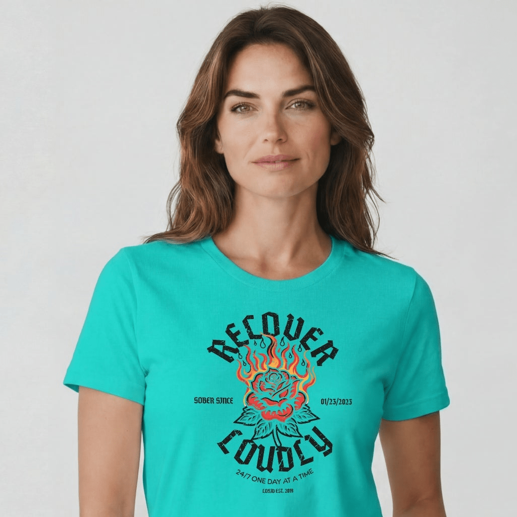 Recover Loudly Sober T Shirt with Custom Sobriety Date