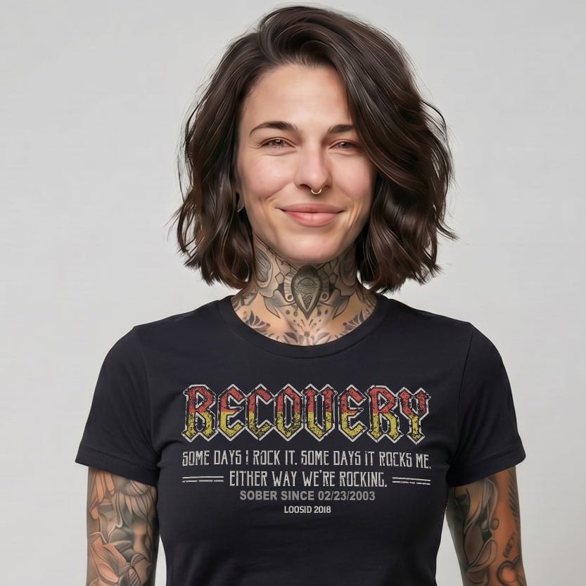 Sober T Shirt | Women's Recovery Rock T-shirt with Personalized Date
