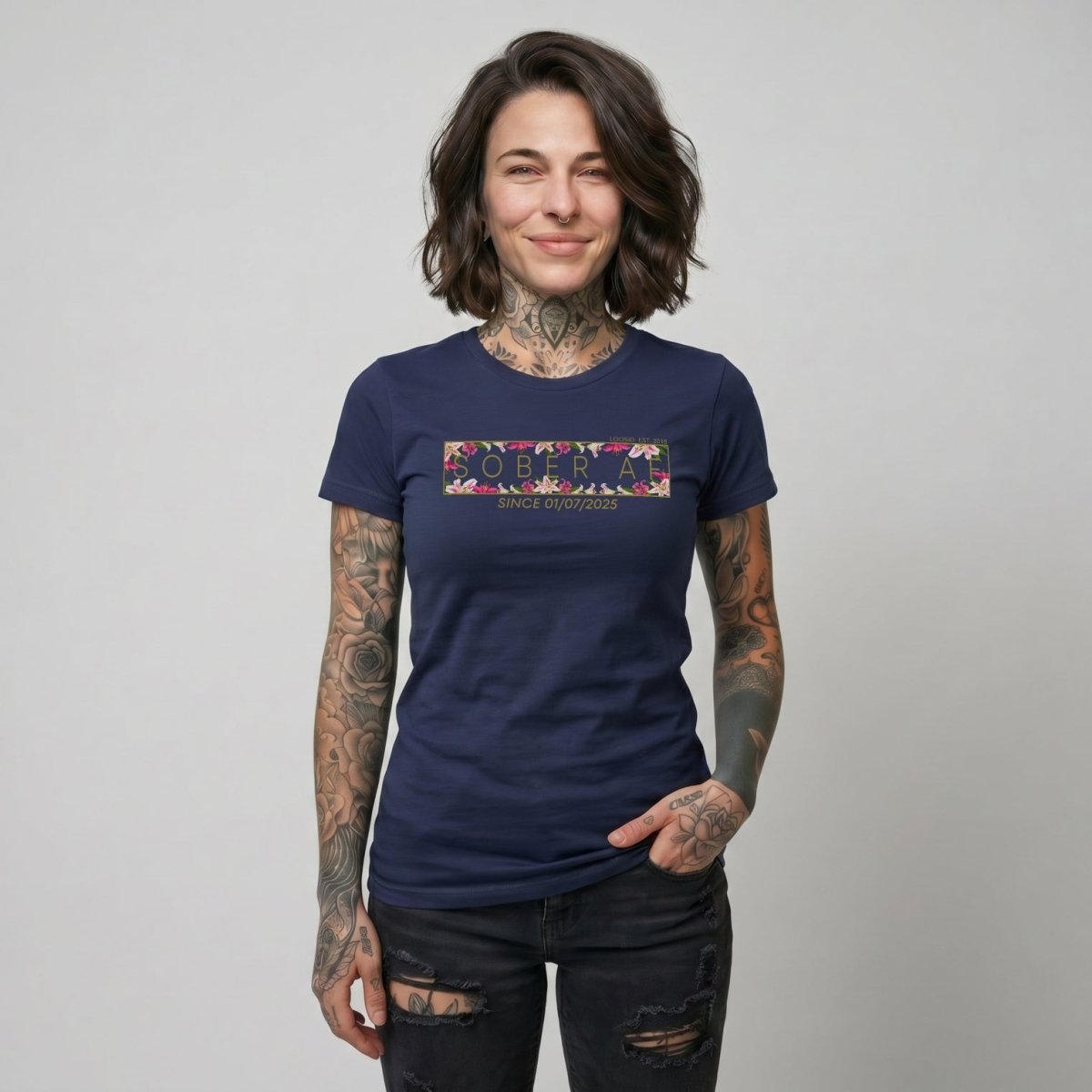 Sober AF Sober T Shirt flat lay styled image (view 33)