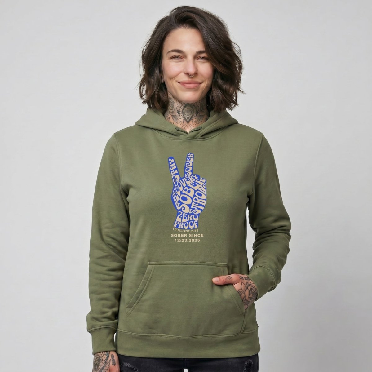 Peace & Sober Recovery Hoodie fit detail (view 19)