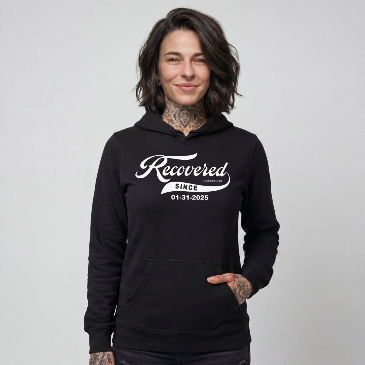 Recovered Since Recovery Hoodie flat lay styled image (view 13)