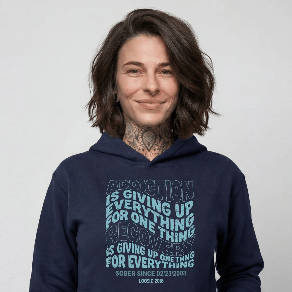 Addiction is Giving up Recovery Hoodie back view (view 7)