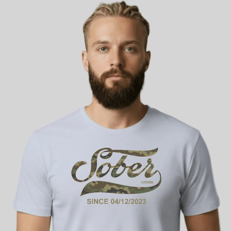 Sober T Shirt | Sober Since Camo Tee with Personalized Date