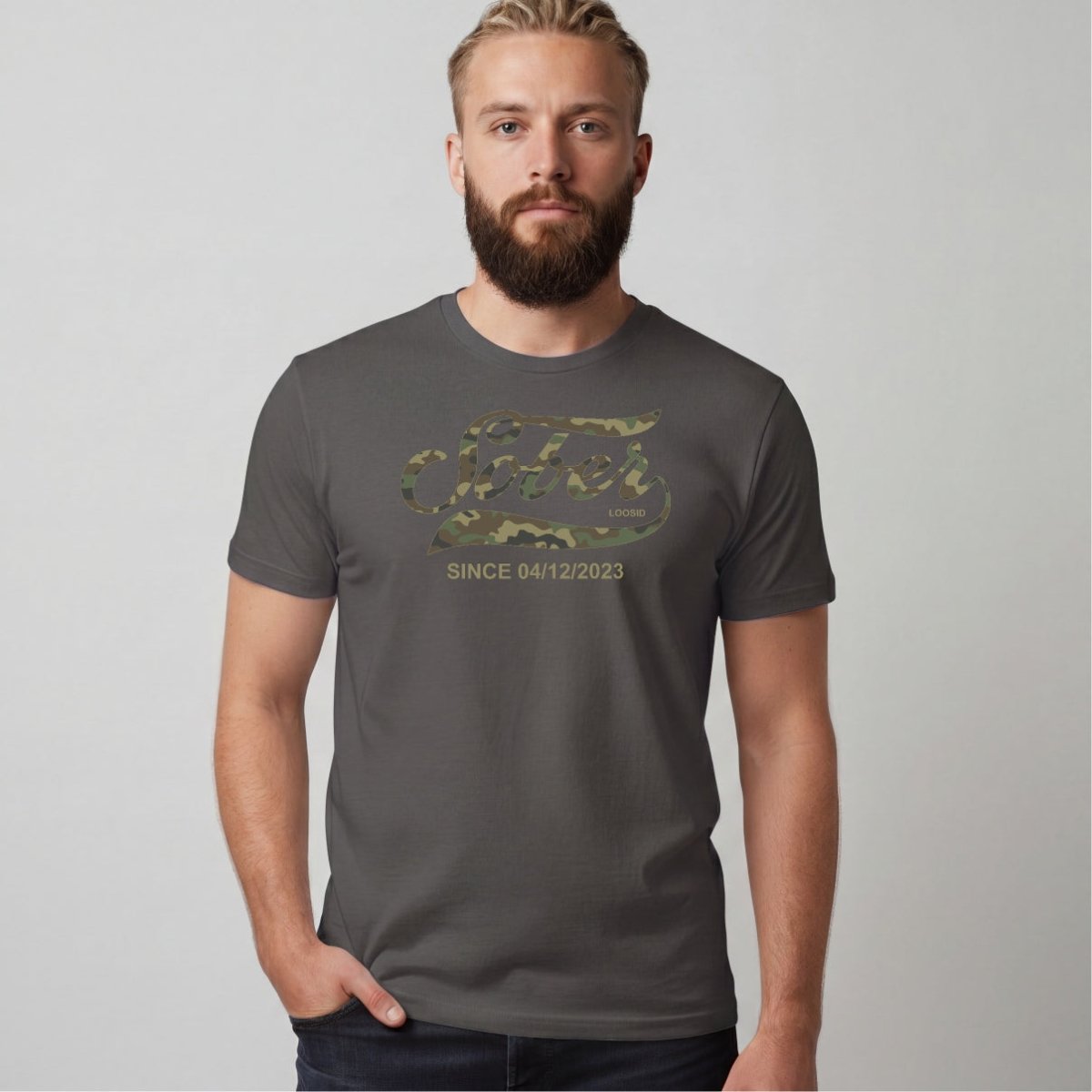 Sober T Shirt | Sober Since Camo Tee with Personalized Date
