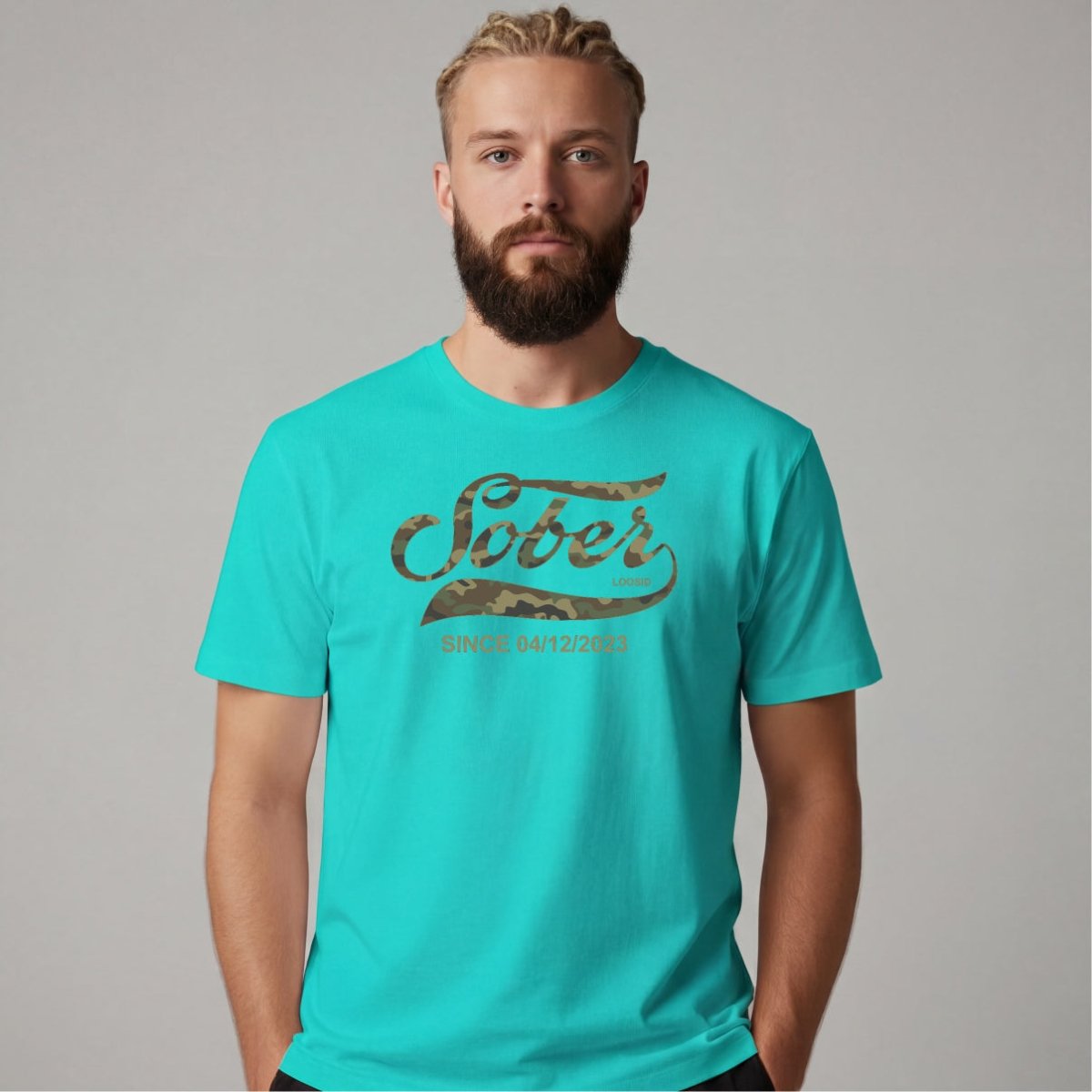 Sober T Shirt | Sober Since Camo Tee with Personalized Date
