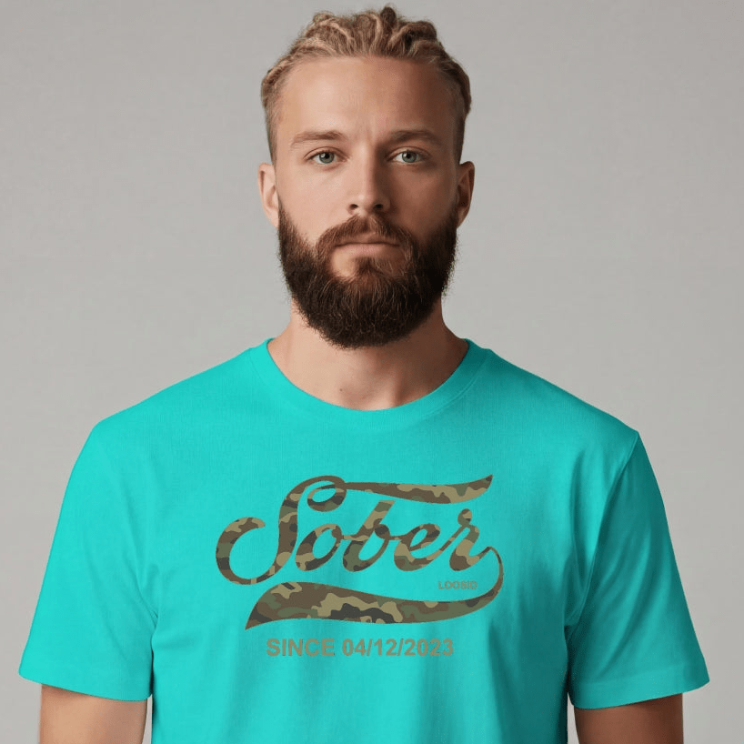 Sober T Shirt | Sober Since Camo Tee with Personalized Date