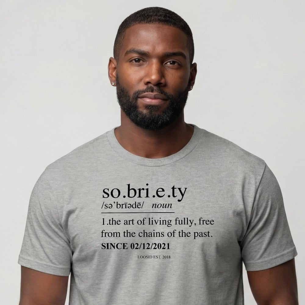 Sober T Shirt | Sobriety Definition Men's Graphic Tee for Recovery