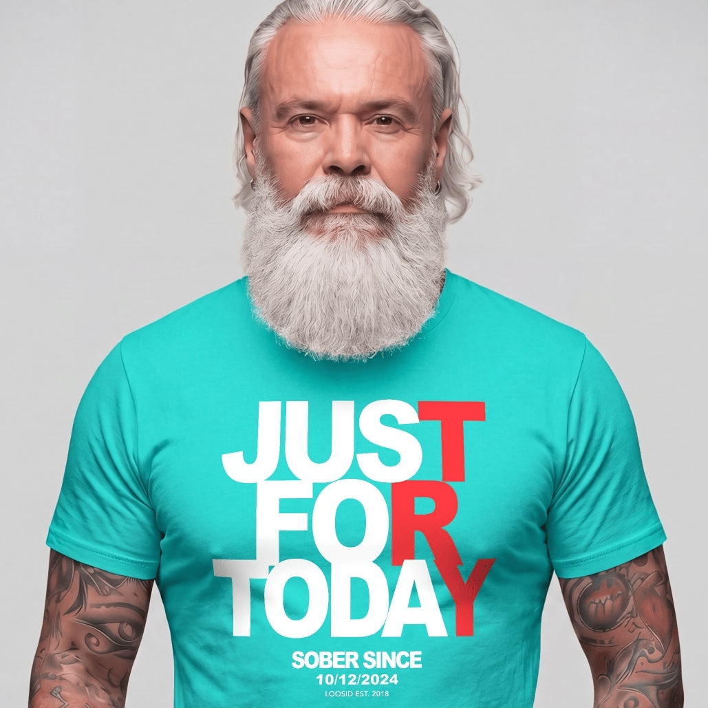 Men's Just Try For Today Sober T Shirt with Custom Sobriety Date