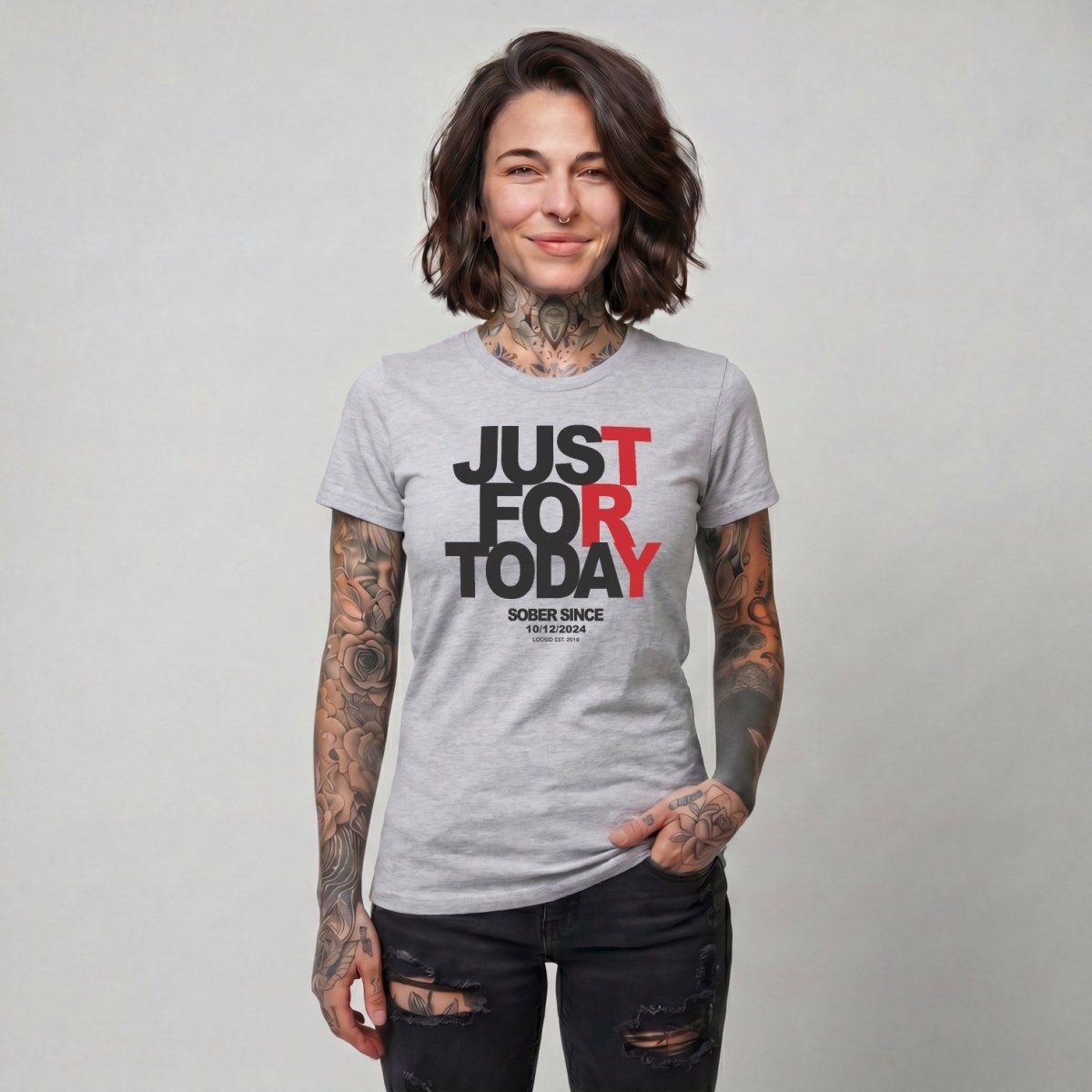 Just Try For Today Sober T Shirt with Custom Sobriety Date