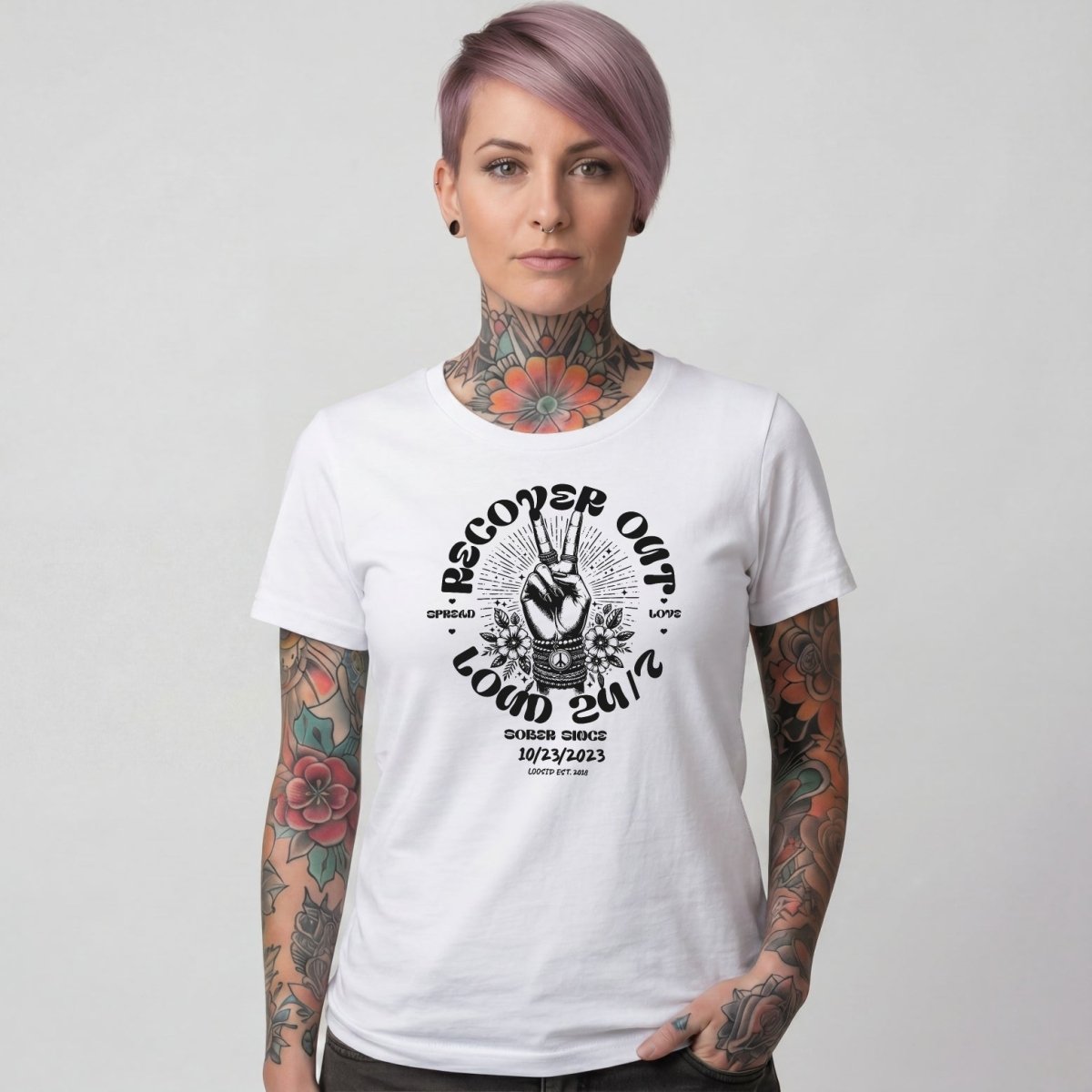 Recover Out Loud Women's Personalized Sober T Shirt
