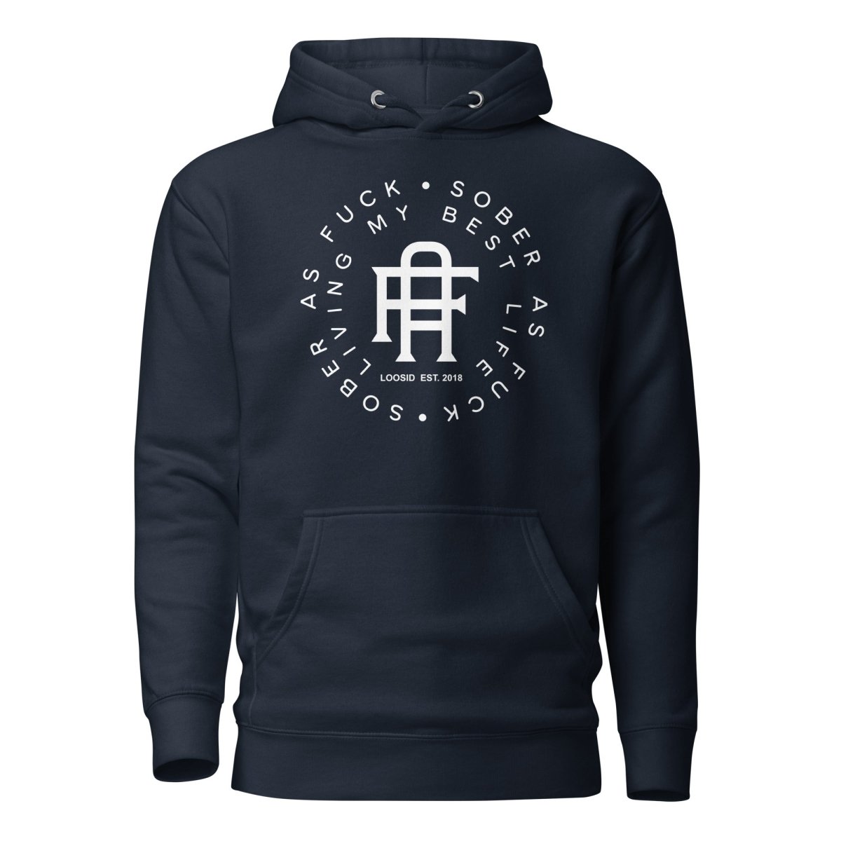 Living My Best Life Sober Recovery Hoodie fit detail (view 9)