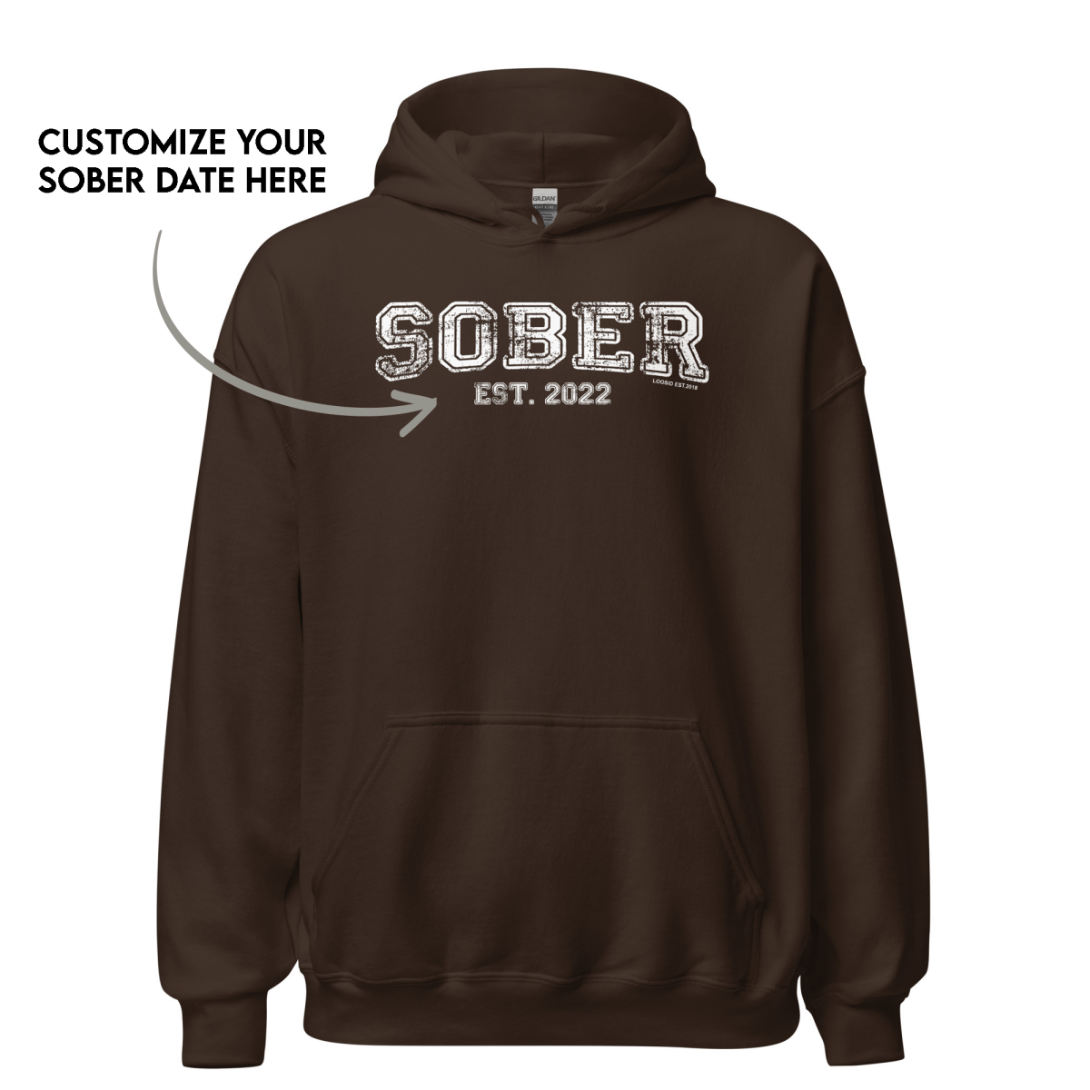 Women's Sober Est. Hoodie w/ Personalized Sobriety Year Hoodie