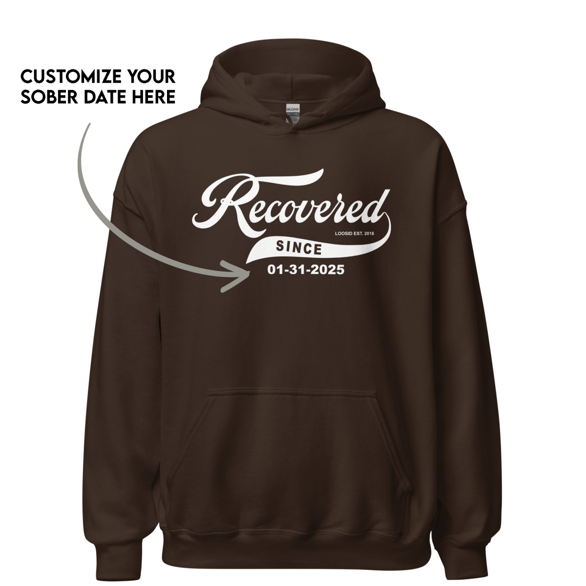 Men's Recovered Since Hoodie w/ Personalized Recovered Date