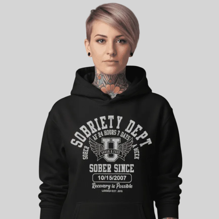 Recovery Hoodie | Sobriety Dept Unisex Hoodie with Custom Sobriety Date