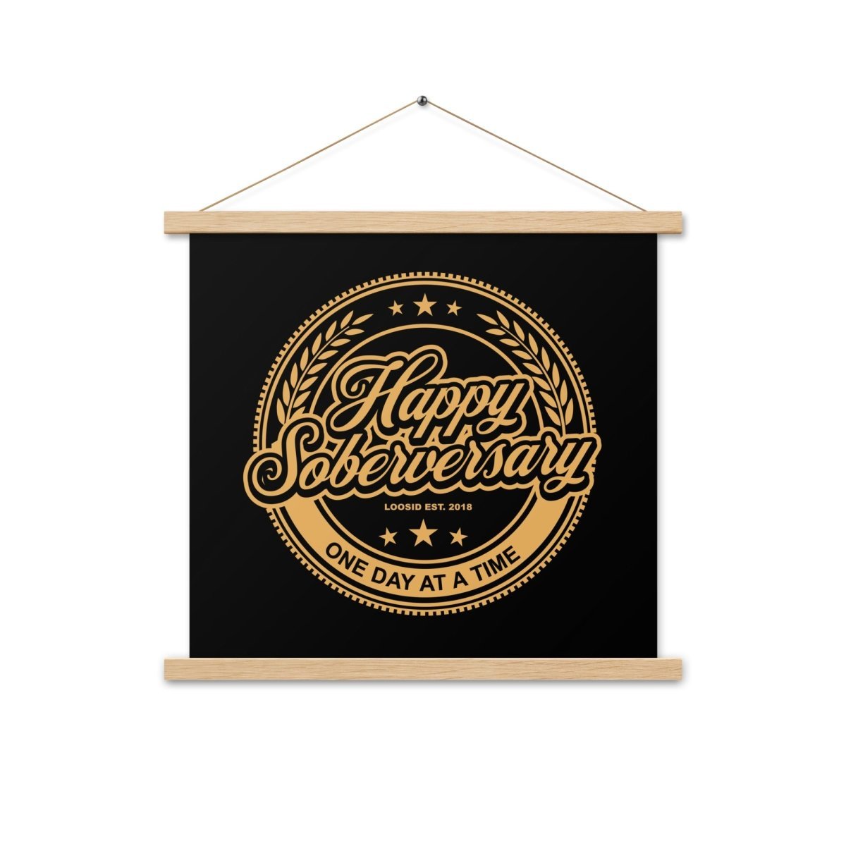 Black Happy Soberversary Poster with Hanger