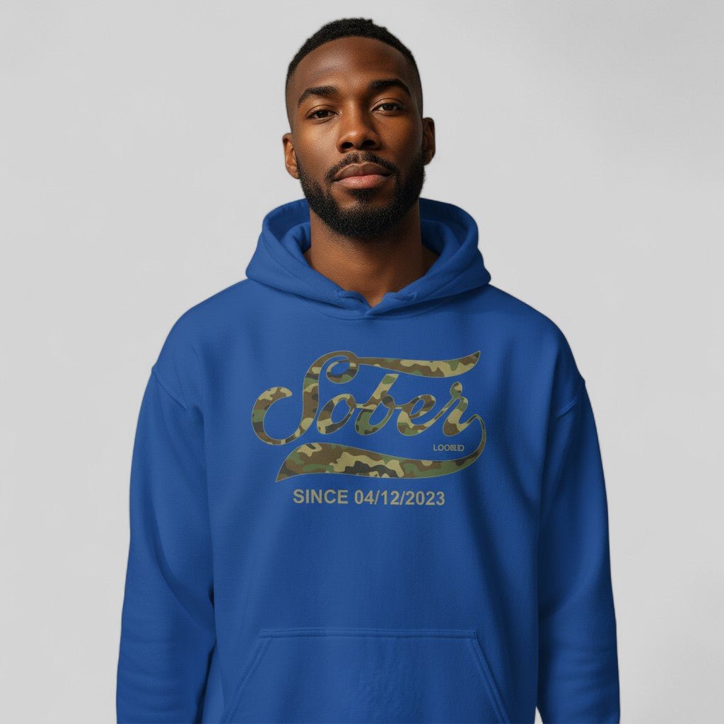 Recovery Hoodie | Sober Since Camo Hoodie with Personalized Date
