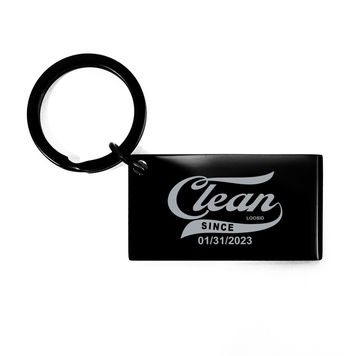 Clean Since Black Keychain – front view