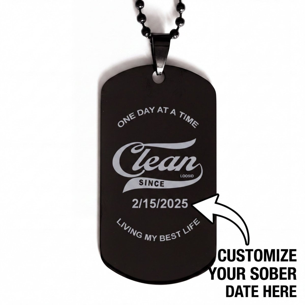 Sobriety Gift | Clean Since Engraved Dog Tag Jewelry