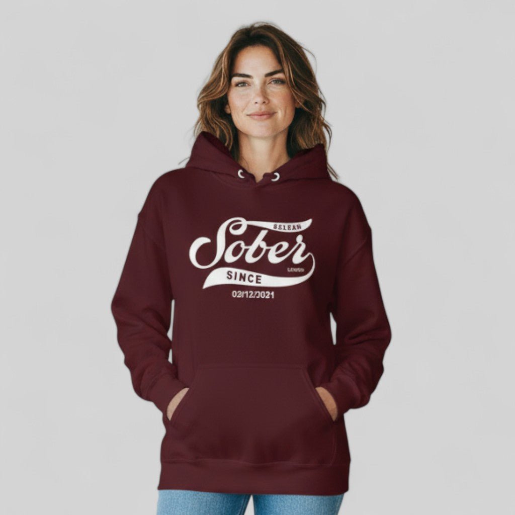 Recovery Hoodie | Women's Sober Since Hoodie with Custom Sober Date
