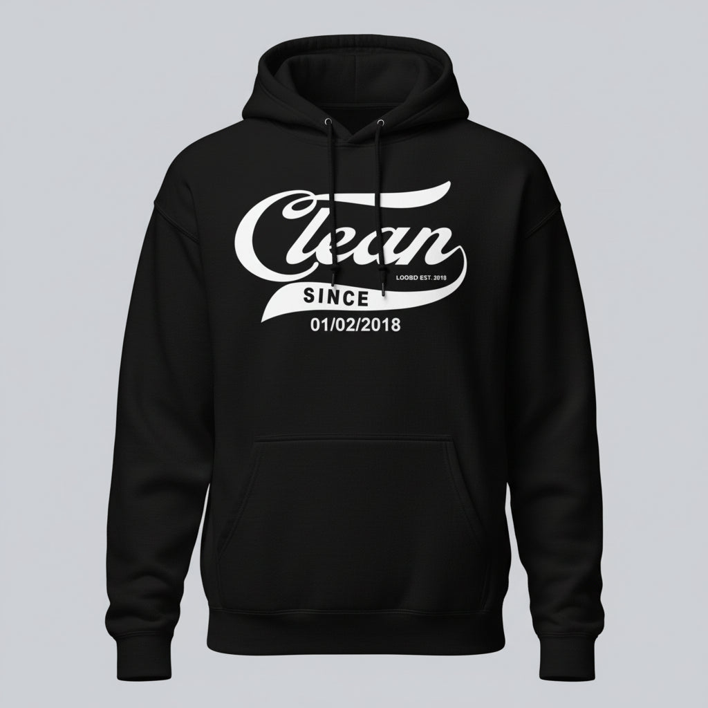 Recovery Hoodie | Men's Clean Since Hoodie with Custom Sobriety Date