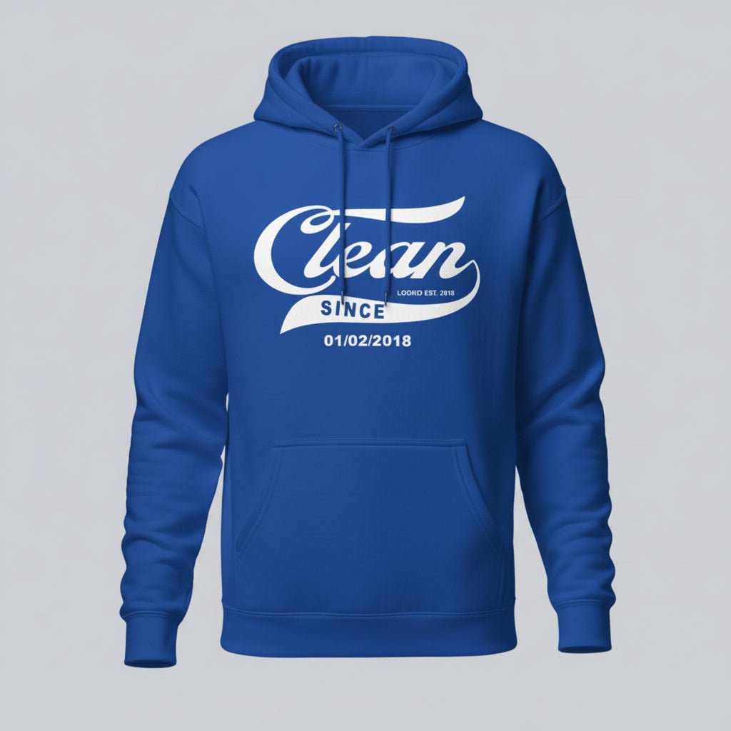 Recovery Hoodie | Men's Clean Since Hoodie with Custom Sobriety Date