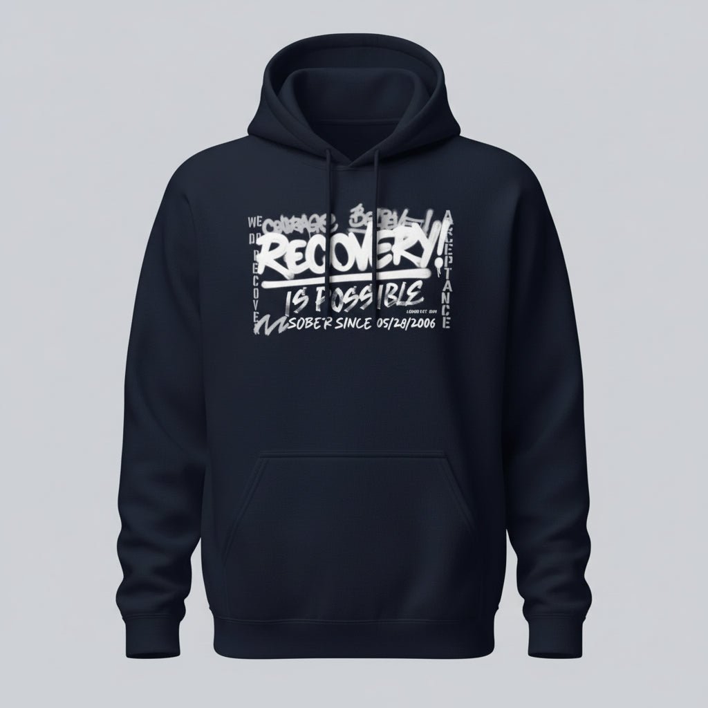 Recovery Hoodie | Men’s Recovery Is Possible Hoodie with Date
