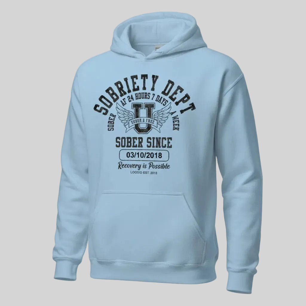 Recovery Hoodie | Sobriety Dept Unisex Hoodie with Custom Sobriety Date