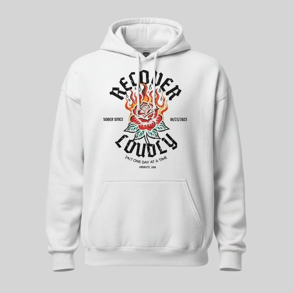 Recovery Hoodie | Recover Loudly Women’s Custom Sobriety Date