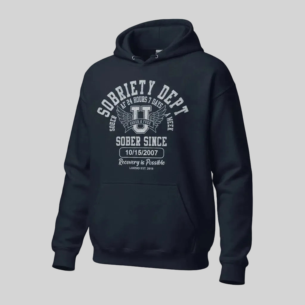 Recovery Hoodie | Sobriety Dept Unisex Hoodie with Custom Sobriety Date
