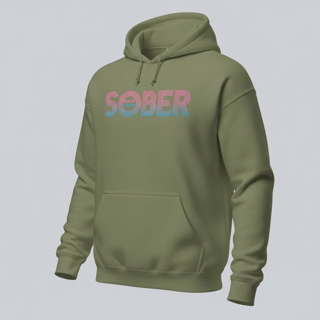 Recovery Hoodie | Retro Sobriety Date Hoodie with Personalized Date