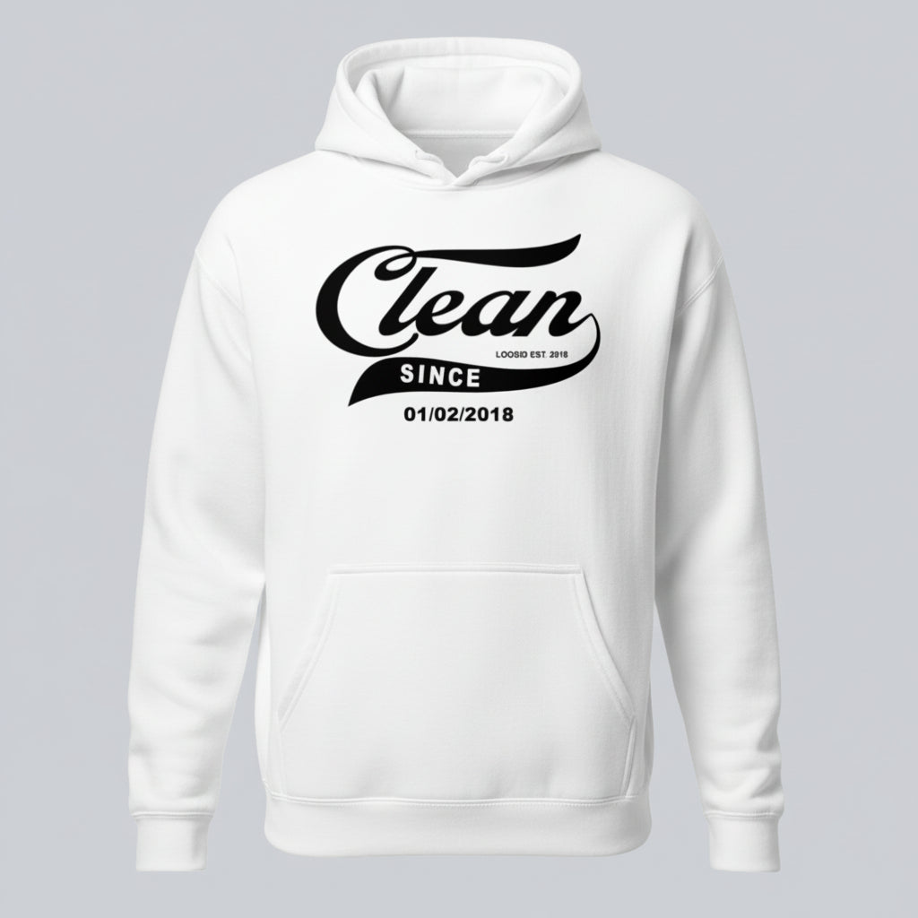Recovery Hoodie | Men's Clean Since Hoodie with Custom Sobriety Date
