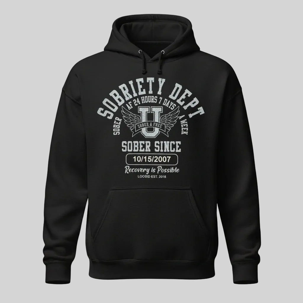 Recovery Hoodie | Sobriety Dept Unisex Hoodie with Custom Sobriety Date