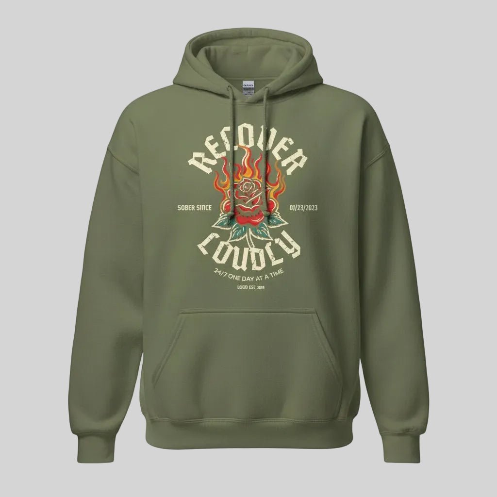Recovery Hoodie | Recover Loudly Women’s Custom Sobriety Date