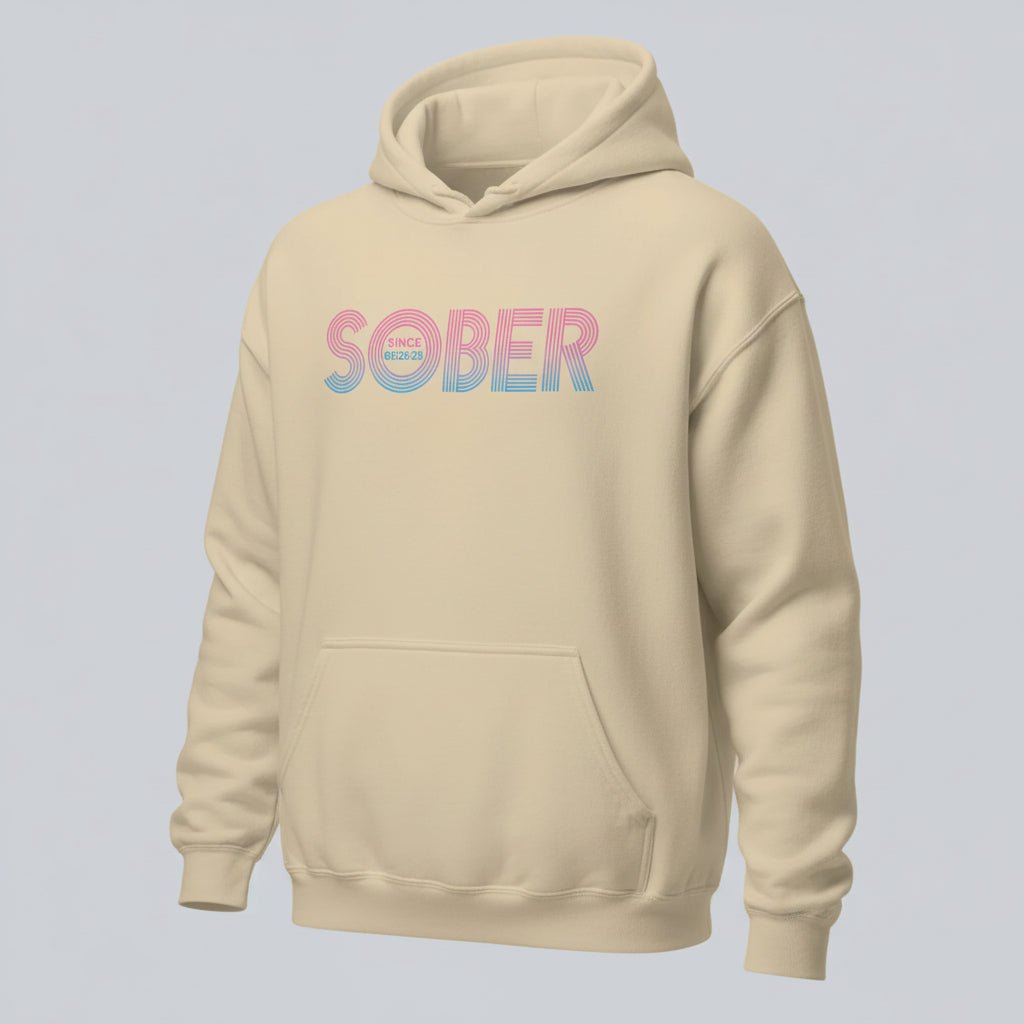 Recovery Hoodie | Retro Sobriety Date Hoodie with Personalized Date